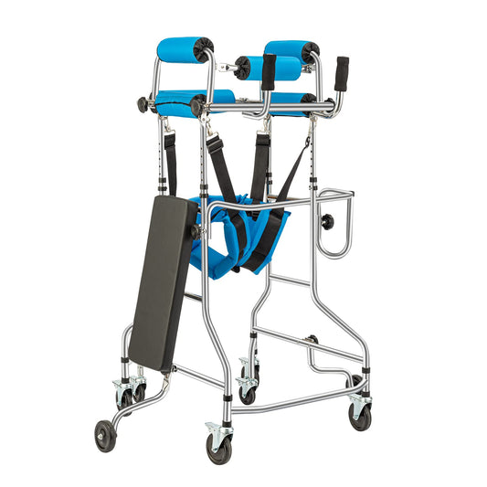 Walker with Seat and 8 Wheels for Seniors，Hemi Walker for Stroke Patient Anti-Rollover Stand up Rollator Adult Rehabilitation Walker，Height Adjustable Elderly Walking Mobility Aid